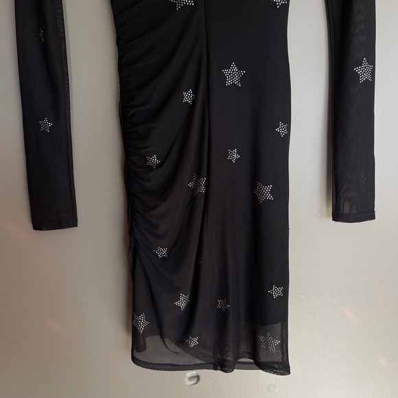 Cinq a Sept Marlene Dress Star Print Black Silver Embellished Sz 0 Bodycon Sexy - Picture 14 of 16